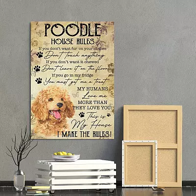Alternative view of Poodle House Rules If You Don't Want Fur On Your Clothes Wrapped Framed Canvas Prints - Unframed Poster
