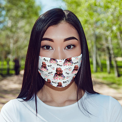 Alternative view of Leslie Well Shit Floral Washable Reusable Custom - Printed Cloth Face Mask Cover