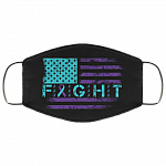 Suicide Prevention Awareness American Flag Fight Ribbon Washable Reusable Custom - Printed Cloth Face Mask Cover, Black, Cloth Face Cover – Medium/Large