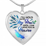 Dragonfly I'll Hold You in My Heart Until I Can Hold You in Heaven Memorial Gift - Heart Pendant Necklace - Heart Luxury Necklace (Silver)