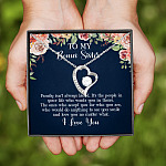 2VT. Bonus Sister Message Card Forever Love Necklace (Silver)