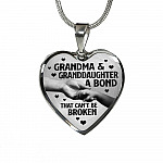 Grandma and Granddaughter a Bond That Can't Be Broken Heart Pendant Necklace - Heart Luxury Necklace (Silver)