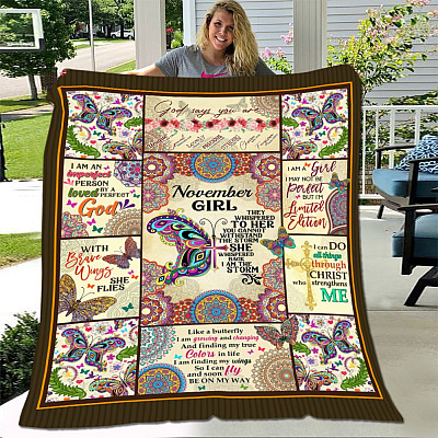 Alternative view of Personalized They Whispered To Her You Cannot Withstand The Storm I Am The Storm Premium Sherpa Blanket