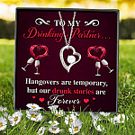 5VT. Wine To My Drinking Partner Forever Love Necklace (Silver) 7