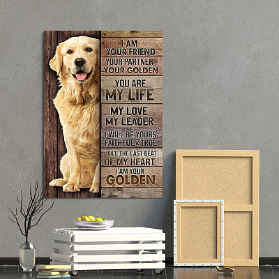 Alternative view of Golden Retriever I Am Your Friend Your Partner Your Golden Wrapped Framed Canvas Prints - Unframed Poster