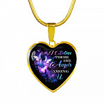 Butterfly I Believe There Are Angels Among Us Heart Pendant Necklace - Heart Luxury Necklace (Gold Plated)