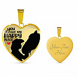 You Are My Happy Place Cowgirl Luxury Heart Pendant Necklace - Horse Lover Gifts - Heart Luxury Necklace (Gold Plated)