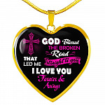 Gifts from Husband to My Wife God Blessed the Broken Road That Led Me Straight to You Heart Pendant Necklace - Heart Luxury Necklace (Gold Plated)