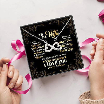 Alternative view of To My Wife Turn Back The Clock I'd Find You Sooner And Love You Longer Infinity Heart Pendant Necklace