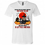 An Old Witch Cannot Survive On Wine Alone She Also Needs A Little Wiener Halloween T-shirt - V-neck, White, V-Neck T-Shirt