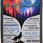 Wolf To My Daughter Whenever You Feel Overwhelmed Fleece Blanket - Premium Sherpa Blanket - Woven Blanket, White, Cozy Plush Fleece Blanket - 50x60