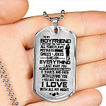 To My Boyfriend Everything I Just Want You Dog Tag Pendant Necklace - Boyfriend Gifts From Girlfriend - Dog Tag (Silver)