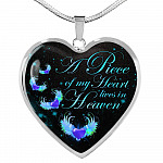 Angel Wings Heart a Piece of My Heart Lives in Heaven Heart Pendant Necklace - Heart Luxury Necklace (Silver)