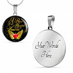 Angel Wings Heart a Piece of My Heart Lives in Heaven Circle Pendant Necklace - Circle Luxury Necklace (Silver)