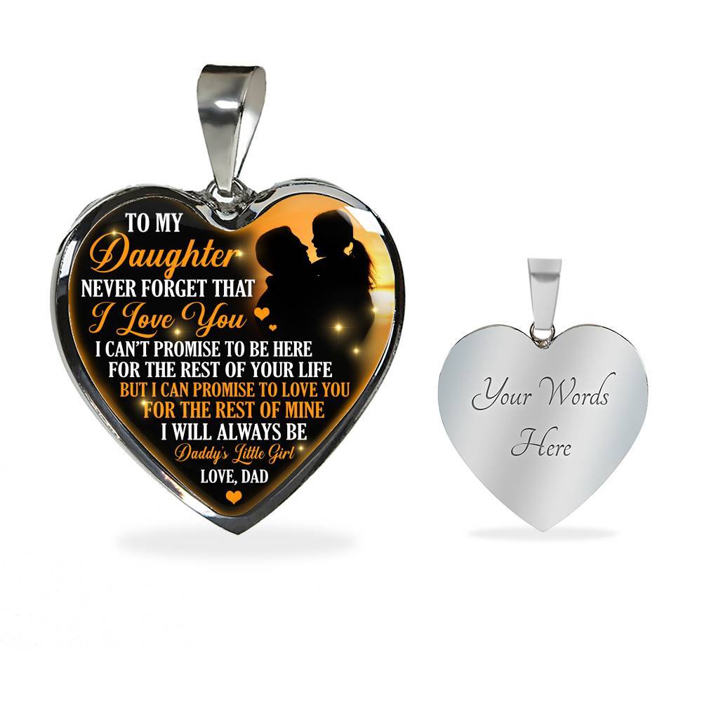 Necklace to My Daughter Never Forget That I Love You I Promise From Dad Heart Pendant Necklace - Heart Luxury Necklace (Silver)