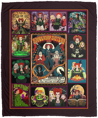 Hocus Pocus Sanderson Sisters Funny Halloween Witch Fleece Blanket - Premium Sherpa Blanket, White, Cozy Plush Fleece Blanket - 50x60
