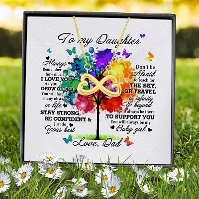 Alternative view of Dad to My Daughter Always Remember How Much I Love You Baby Girl Infinity Heart Pendant Necklace
