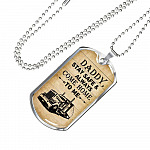 Daddy Stay Safe and Always Come Home To Me Dog Tag Pendant Necklace - Dog Tag Gift For Dad - Dog Tag (Silver)