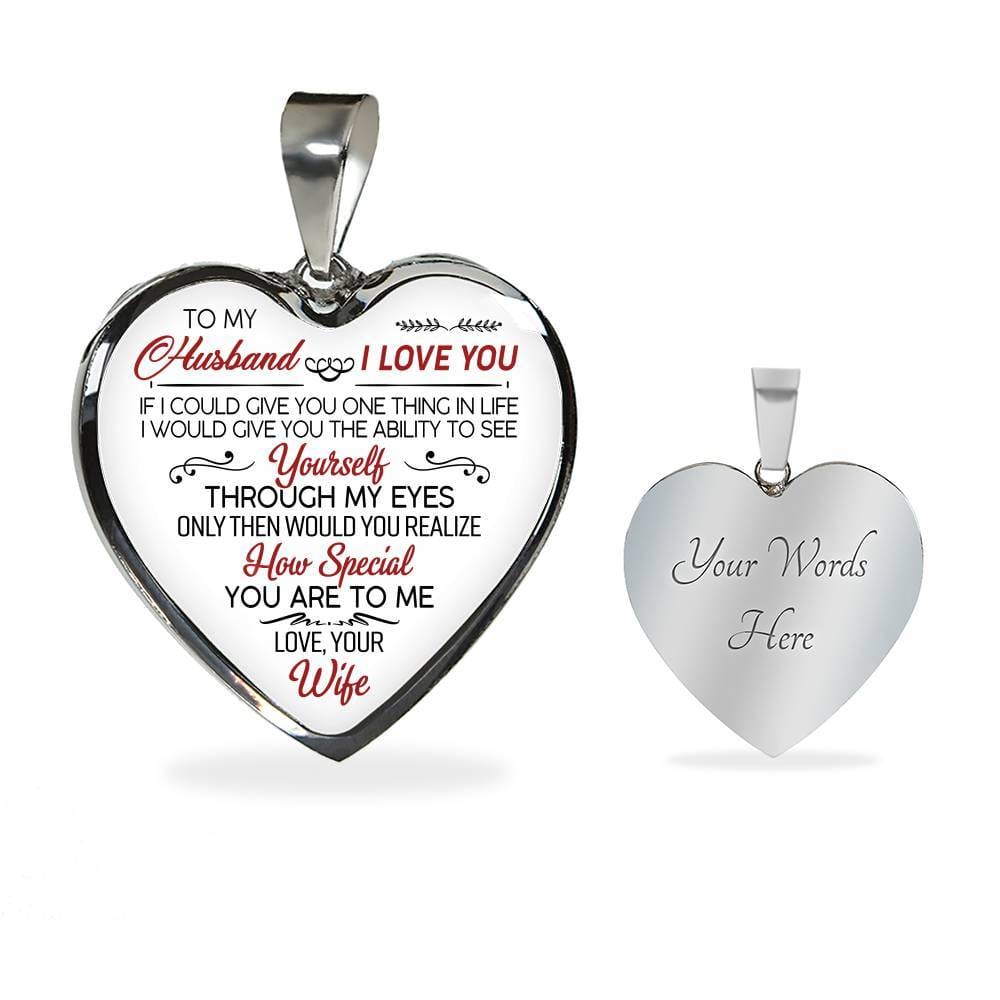 To My Wife If I Could Give You One Thing in Life from Husband Heart Pendant Necklace - Anniversary Gift - Heart Luxury Necklace (Silver)