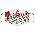 Lest We Forget Washable Reusable Custom - Printed Cloth Face Mask Cover - Canada Flag Veteran Face Mask, White, Cloth Face Cover – Medium/Large