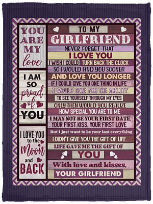 To My Girlfriend Never Forget That I Love You Fleece Blanket - Premium Sherpa Blanket - Woven Blanket, White, Cozy Plush Fleece Blanket - 30x40