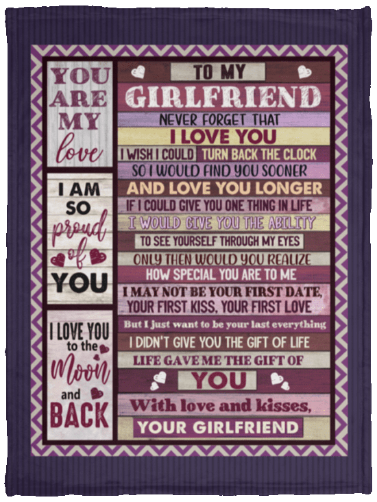 To My Girlfriend Never Forget That I Love You Fleece Blanket - Premium Sherpa Blanket - Woven Blanket, White, Cozy Plush Fleece Blanket - 30x40