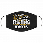 I'm Not Anti Social I'd Just Rather Be Fishing Washable Reusable Custom - Printed Cloth Face Mask Cover, Black, Cloth Face Cover – Medium/Large I'm Not Anti Social I'd Just Rather Be Fishing Washable Reusable Custom - Printed Cloth Face Mask Cover, Black, Cloth Face Cover – Medium/Large