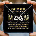 1Th. Zodiac Necklace Card Gemini Infinity Heart Necklace (Silver) 3