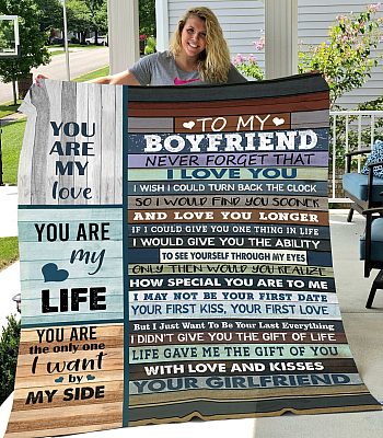 To My Boyfriend Never Forget That I Love You Fleece Blanket - Premium Sherpa Blanket - Woven Blanket