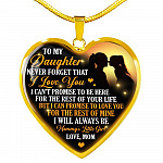 Necklace to My Daughter Never Forget That I Love You I Promise From Mom Heart Pendant Necklace - Heart Luxury Necklace (Gold Plated)