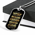 Aunt To My Nephew Always Remember You Are Braver Than You Believe Love Aunt Dog Tag Pendant Necklace - Dog Tag (Silver)