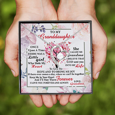 To My Granddaughter Once Upon A Time There Was A Little Girl Who Stole My Heart Forever Love Heart Pendant Necklace