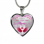 Cardinal I Will Carry You with Me Til' I See You Again Heart Pendant Necklace - Heart Luxury Necklace (Silver)