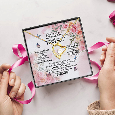 Mom To My Daughter Never Forget How Much I Love You Forever Love Pendant Necklace