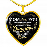 Whenever You Feel Overwhelmed Remember Whose Daughter Heart Pendant Necklace - Necklace For Daughter From Mom - Heart Luxury Necklace (Gold Plated)