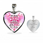 My Dear Wife I Asked God for an Angel He Sent Me You from Husband Heart Pendant Necklace - For Her - Heart Luxury Necklace (Silver)