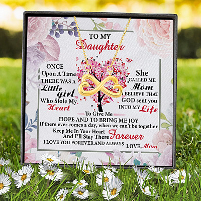 Alternative view of To My Daughter Once Upon A Time There Was A Little Girl Who Stole My Heart Infinity Heart Pendant Necklace