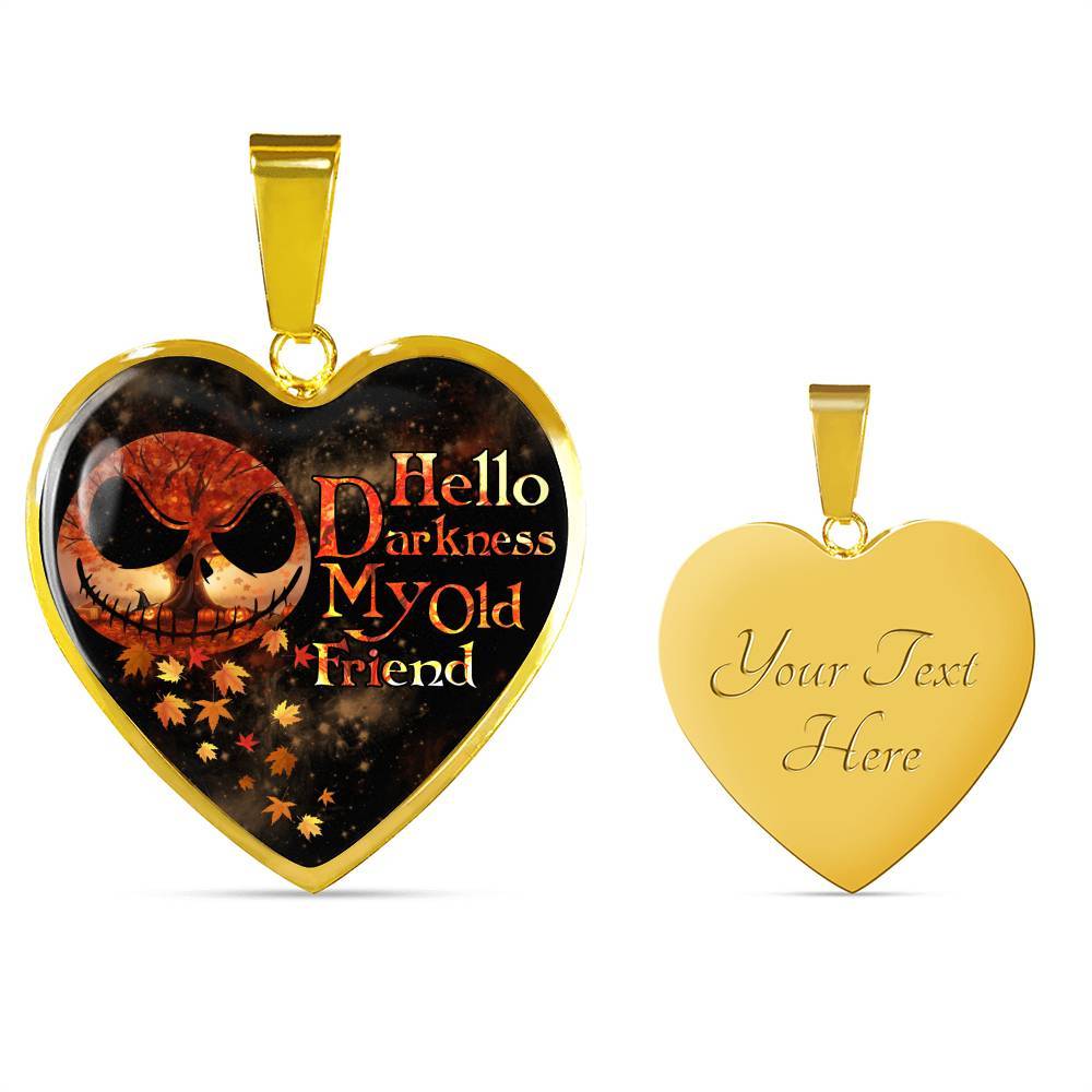 Jack Hello Darkness Night Before Halloween Skellington My Old Friend Pumpkin My Love Heart Pendant Necklace - Heart Luxury Necklace (Gold Plated)