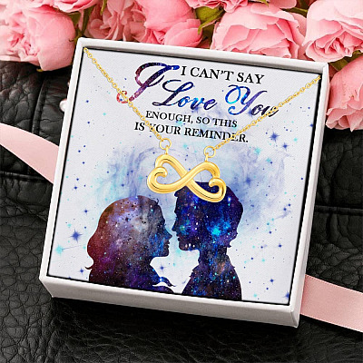 Alternative view of I Can't Say I Love You Enough So This Is Your Reminder Wonderful Galaxy Infinity Heart Pendant Necklace