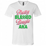 Pretty Blessed And Bougie AKA 1908 T-Shirt - V Neck, White, V-Neck T-Shirt