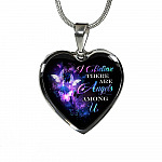 Butterfly I Believe There Are Angels Among Us Heart Pendant Necklace - Heart Luxury Necklace (Silver)