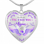 Wings I Will Carry You with Me Til' I See You Again Heart Pendant Necklace - Heart Luxury Necklace (Silver)