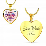 Dragonfly as Long as I Breathe You'll Be Remembered Heart Pendant Necklace - Heart Luxury Necklace (Gold Plated)