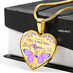 Butterfly I Will Carry You with Me Til' I See You Again Heart Pendant Necklace - Heart Luxury Necklace (Gold Plated)