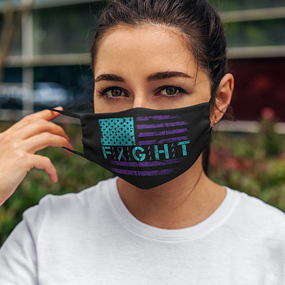 Alternative view of Suicide Prevention Awareness American Flag Fight Ribbon Washable Reusable Custom - Printed Cloth Face Mask