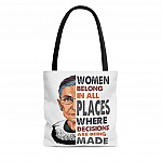 Women Belong In All Places Where Decisions Are Being Made RBG AOP Tote Bag - Shoulder Bag - Shopping Bag
