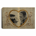 Frankenstein And Bride Wrapped Framed Canvas Prints - Unframed Poster - Classic Horror Home Decor Wall Art, White, 0.75'' Framed Canvas