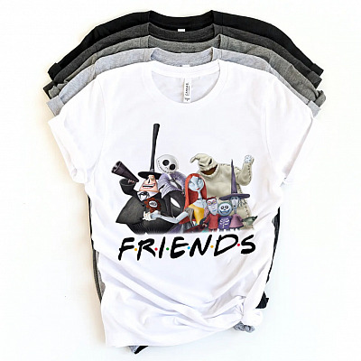 Alternative view of Nightmare Before Christmas Friends Jack Sally Oogie Boogie T-Shirt - V-Neck - Halloween Friends Light Shirt