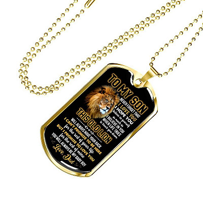 From Dad To My Son Never Forget That I Love You I Hope You Believe I Yourself Dog Tag Pendant Necklace - Dog Tag (Gold Plated)