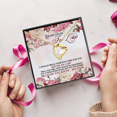 Walk Through Fire For You Sister In Law Forever Love Heart Pendant Necklace - Sister In Law Gifts From Sister